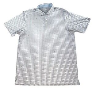 Puma‎ Golf Stretch Performance Golf Polo White Blue Rabid Dog Print Men's XL